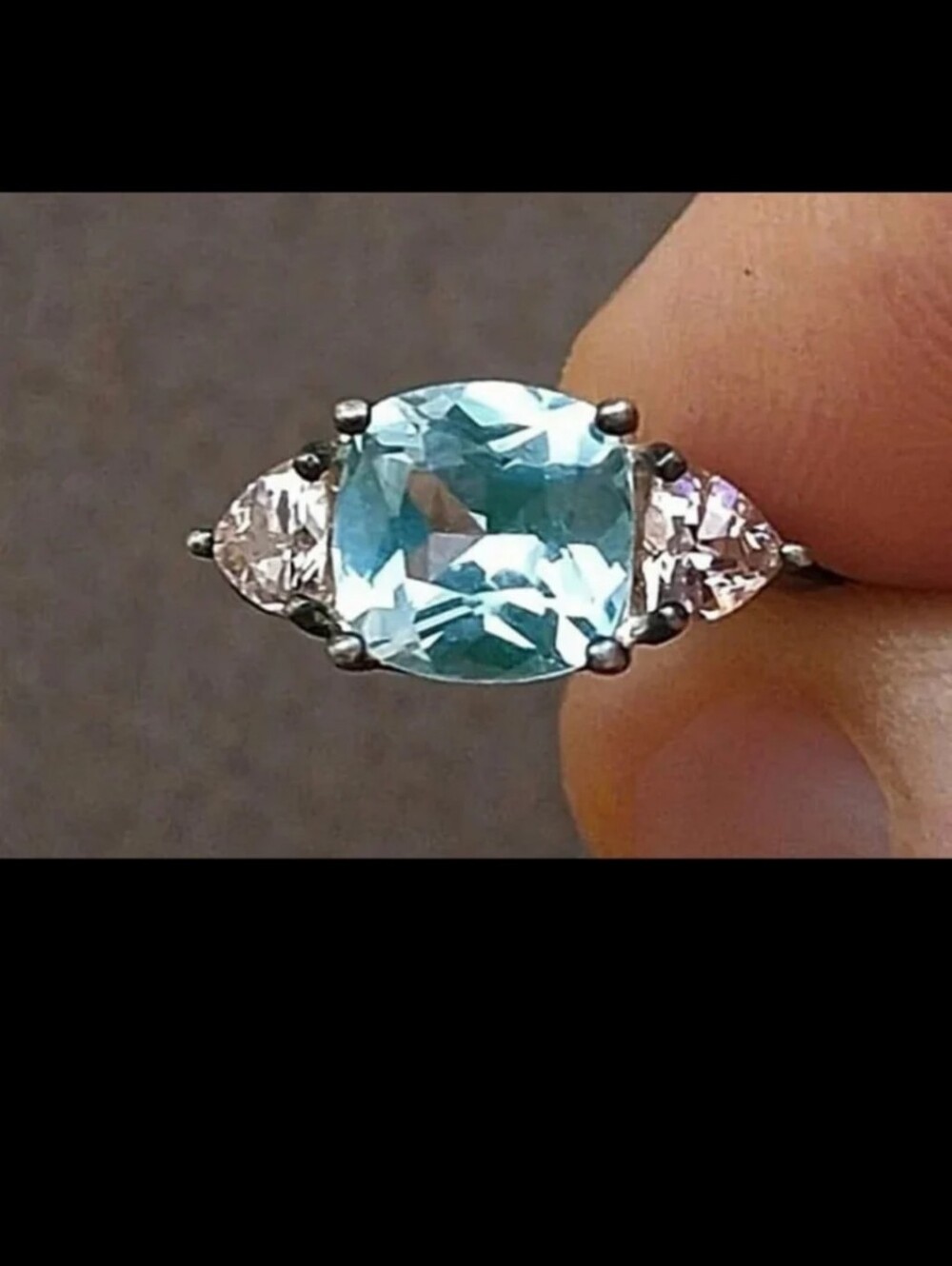 Beautiful Sparkling Vintage 70s/80s Signed Avon Sterling Silver Aquamarine Gem